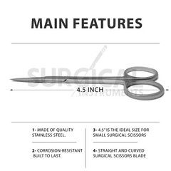 2 Iris Scissors 4.5″ Curved & Straight Surgical Dental Instruments