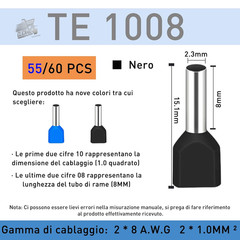 115 Electric Capicorda 2x1mm² Blue/Black: Double Insulated Compass Terminals