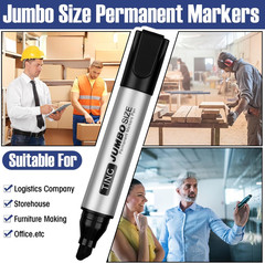 Fuutreo 16 Pcs Jumbo Size Permanent Markers Bulk Large Chisel Tip Permanent
