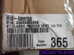 Qty = 3: Mid-America 4″ Classic Hooded Vent Color 365 P/N 00030805365