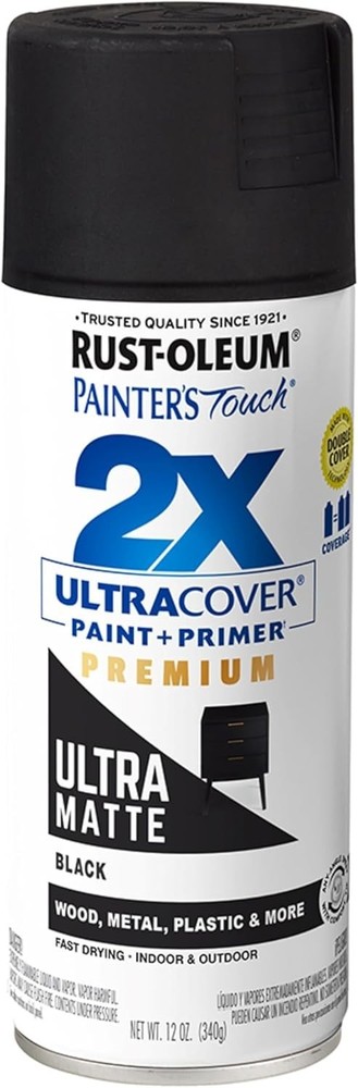 Rust-Oleum Painter’s Touch 2X Ultra Cover Ultra Matte Black Spray Paint 12 Oz
