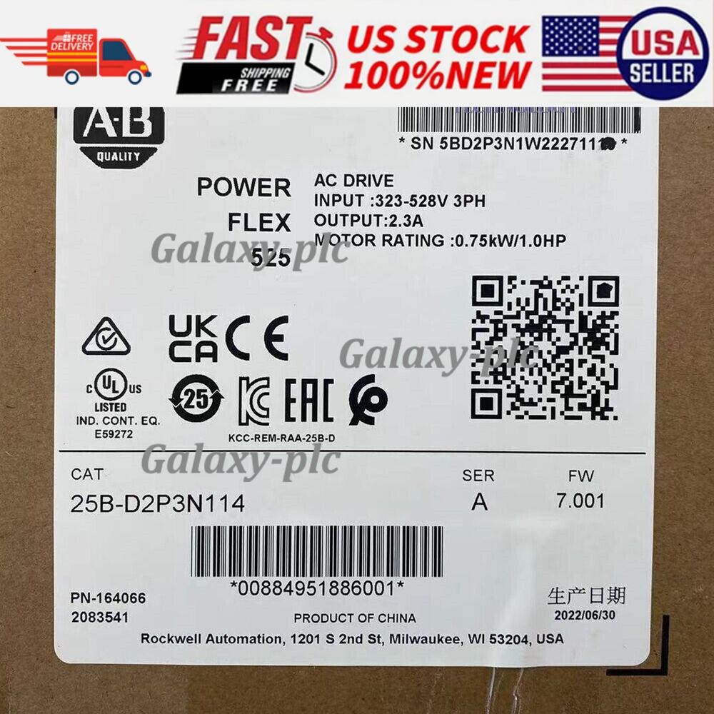 Allen-Bradley 25B-D2P3N114 PowerFlex 525 0.75kW 1Hp AC Drive 25BD2P3N114 USA！