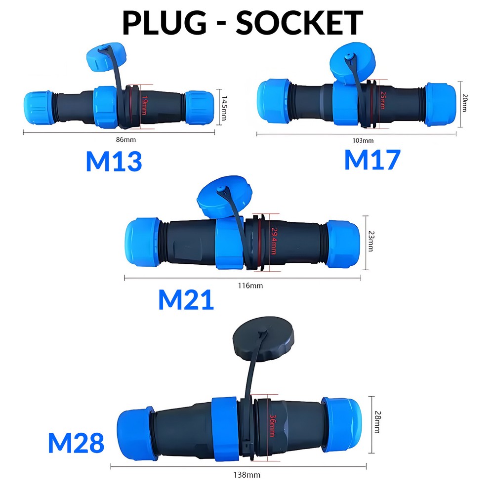 IP68 Waterproof 2/3/4/5 -26 Pin Plug and Panel/ Socket Inline Connector Aviation