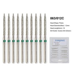 Dental Diamond Burs Flame Bur 863/010F 863/012F 863/016C 861 862 Fine High Speed