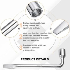 Car Spare Tire Lug Wrench 23mm Carbon Steel l Type Slotted End Hexa Size: 23mm