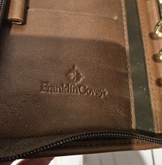 VTG Franklin Covey Brown Full-Grain Leather 2-Zipper Wallet Binder – RARE