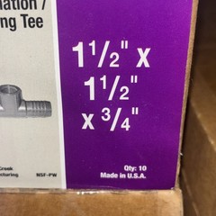 Poly Inserts | Combination / Reducing Tee |1-1/2” X 1-1/2”x3/4” | Qty. 10