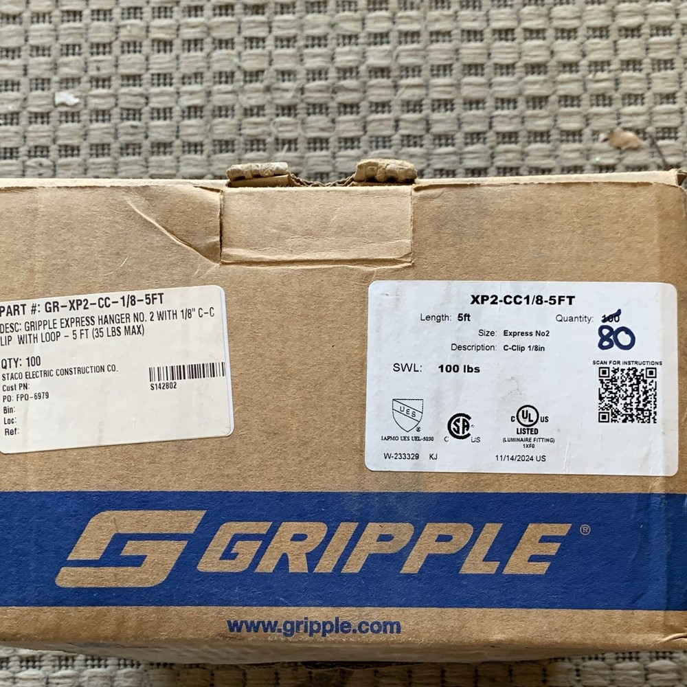 Gripple Express Hanger C-Clip 1/8 in x 5 ft Steel Silver XP2-CC1/8-5FT
