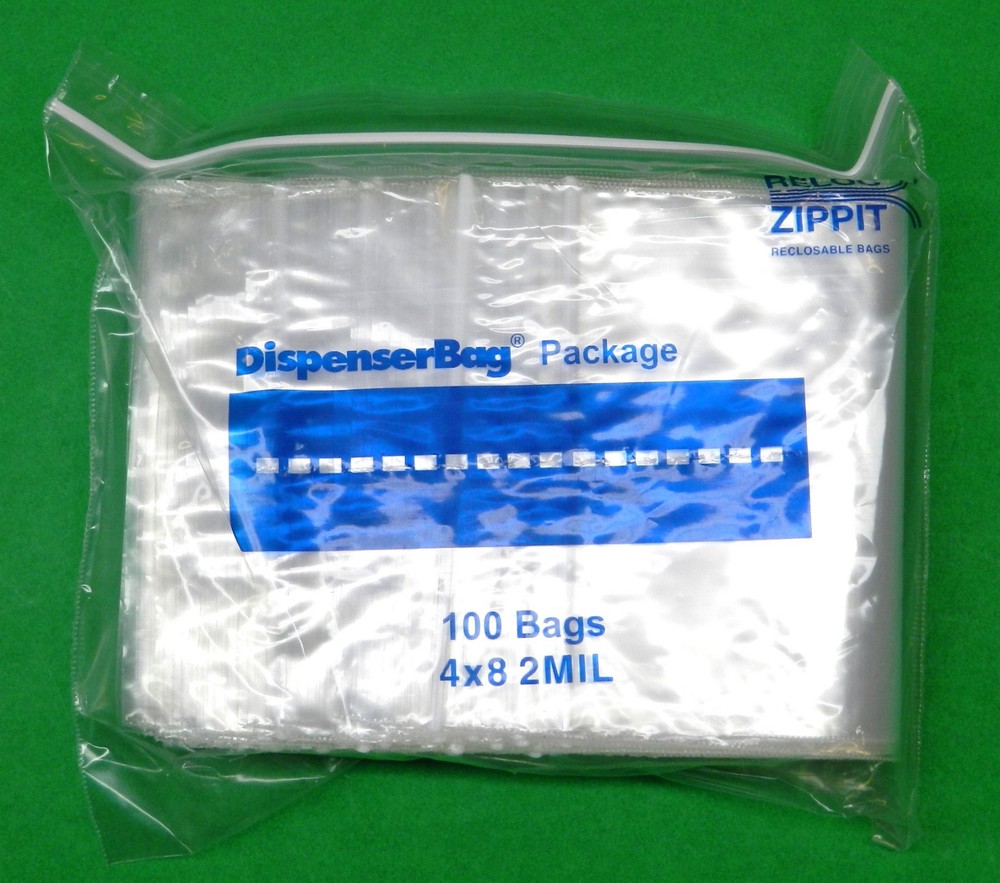 Zippit 4″ x 8″ Clear 2mil Reloc Poly Bags Reclosable Bag 100 Pcs Resealable 4×8