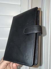 VTG Franklin Covey Black Compact Full Grain Nappa Genuine Leather 6 ring USA