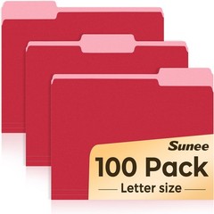 File Folders Letter Size Red, 100 Pack Manilla Folders 8.5 x 11 1/3-Cut Tabs,