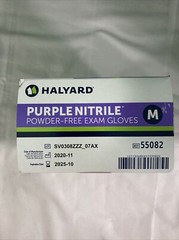HALYARD PURPLE NITRILE GLOVES 55082 Powder-Free Exam/ 100 Gloves/ Medium