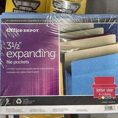 Office Depot 3 1/2” Expanding 4 Colors Open Top S8