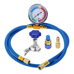 R134A R12 R22 Refrigerant Charging Hose with Gauge, 51” AC Refrigerant Recharge