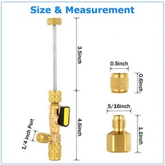 HVAC Valve Core Remover Installer Tool Dual Size SAE with 1/4 5/16 Port Nut