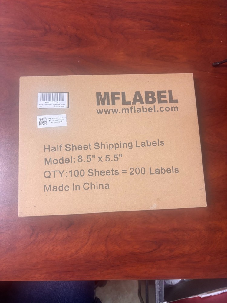 MF Label Half Sheet Shipping Labels 8.5″ x 5.5″ 100 Sheets (200 Labels)