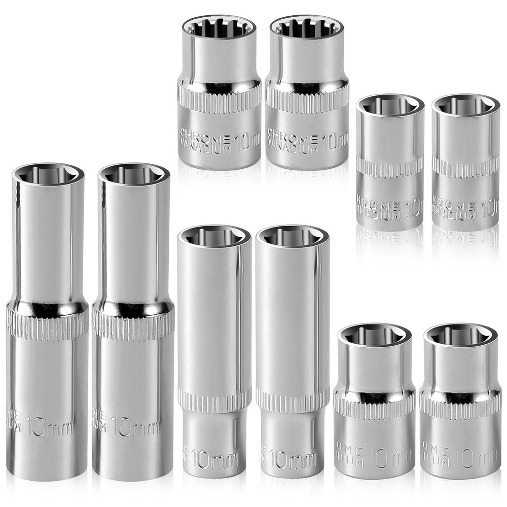 [10-Piece] 10mm Socket Set, 1/4-Inch & 3/8-Inch Drive Impact Socket, 6-Point…