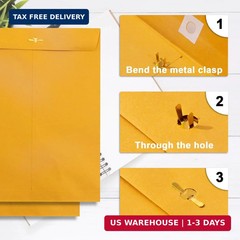 20 Pack Clasp Envelopes 9 x 12, 100 GSM Heavy Paper, Goefun Large Yellow Manilla