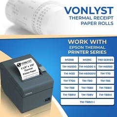 Vonlyst Receipt Paper Roll 3 1/8 x 230 for Epson Thermal Printer (12 rolls)