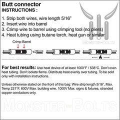 Heat Shrink Butt Crimp Connectors, Waterproof Electrical Terminals, MonsterBolts