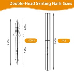 Double Headed Seamless Nails 300 Pack – Invisible No Mark for Trim and Baseboard