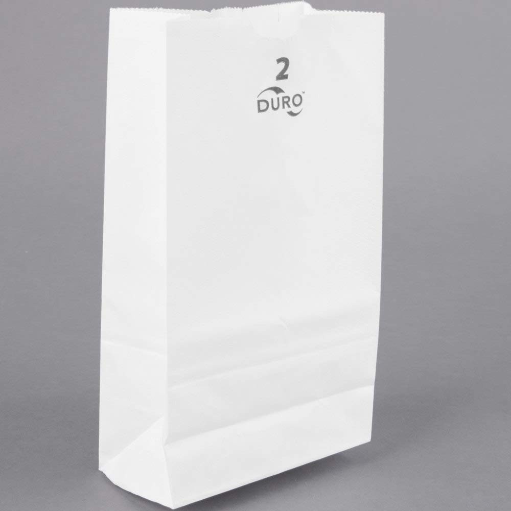 Duro White Paper Lunch Bags – Durable Kraft Bags, 2 Lb 100 Count,