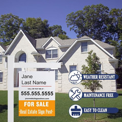 6′ Vinyl PVC Realtor Sign Post with Flat Cap for Open House – White
