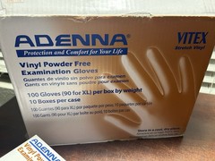 (1) Case (1000 Gloves) Of Adenna Vinyl Disposable Powder Free Exam Size Small