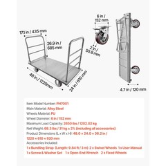 Uimoso Heavy Duty Foldable Platform Cart, 2650 lbs Capacity with Wheels