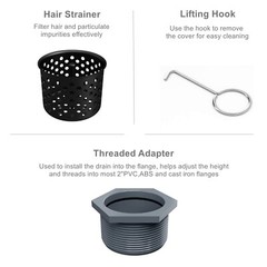 6 Inch Square Shower Drain with Removable Wedge Wire Pattern Grate,… Fast Ship