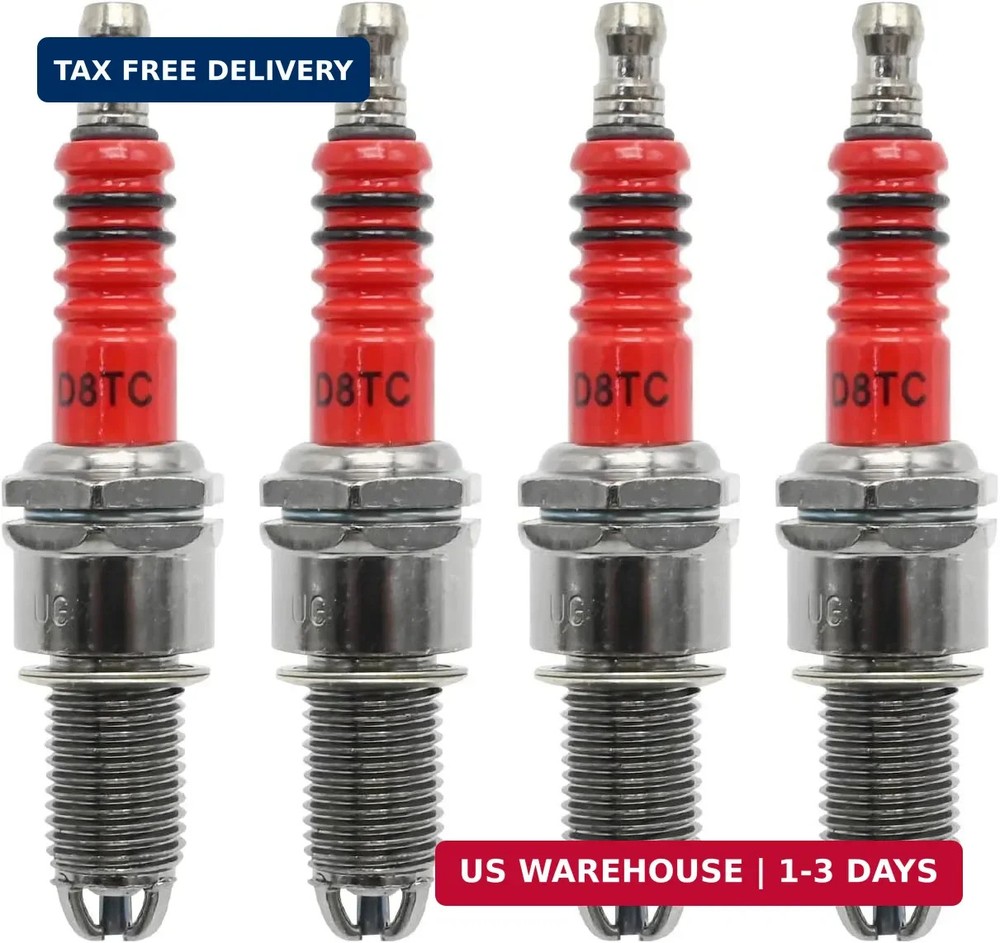 4 Pack D8TC 3 Electrode Spark Plug Replacement for CG 125cc 150cc 200cc 250cc CF
