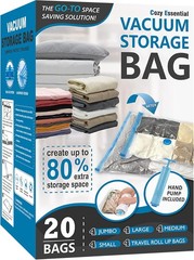 Vacuum Storage Bags, 80% Compression Vacuum Seal Space Saver Plastic Packaging