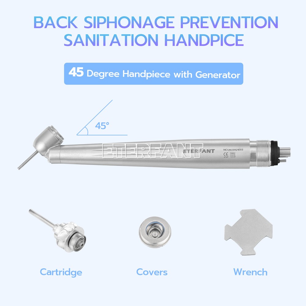 Dental 45° Degree LED Surgical High Speed Push Button Handpiece 4H E-generator