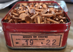 Vintage Copper Rivets No 19 L 22 “with steel arch formers” Original Tin 2 Pounds
