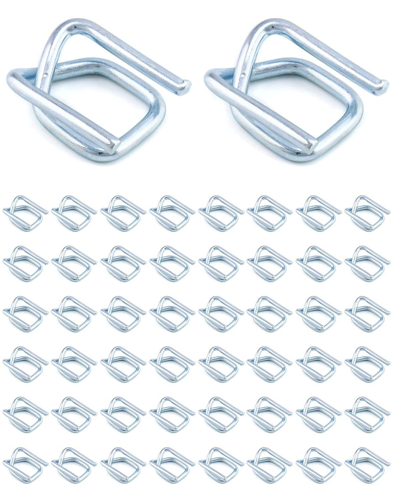 50PCS 1/2” Metal Wire Buckles for Polypropylene Cord Strapping Silver Steel