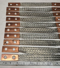 Burndy Flexible Copper Braid, 12″ Long, 2 Holes, 2 Ferrules Model BD12