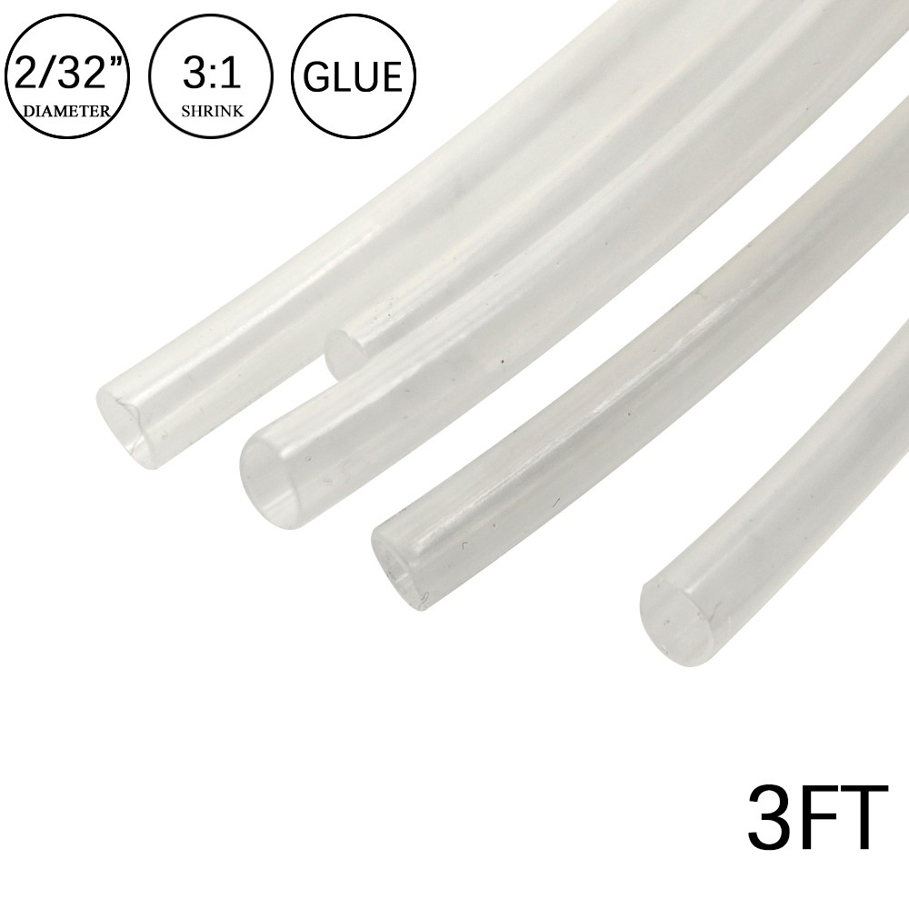 3:1 Heat Shrink Tube-2/32″ Clear Dual Wall Marine Adhesive Glue Lined Waterproof