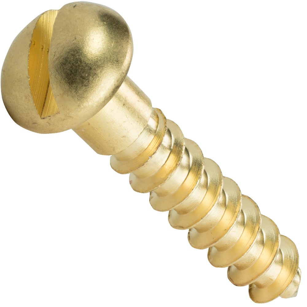 #10 Round Head Slotted Drive Wood Screws Solid Brass All Lengths In Listing