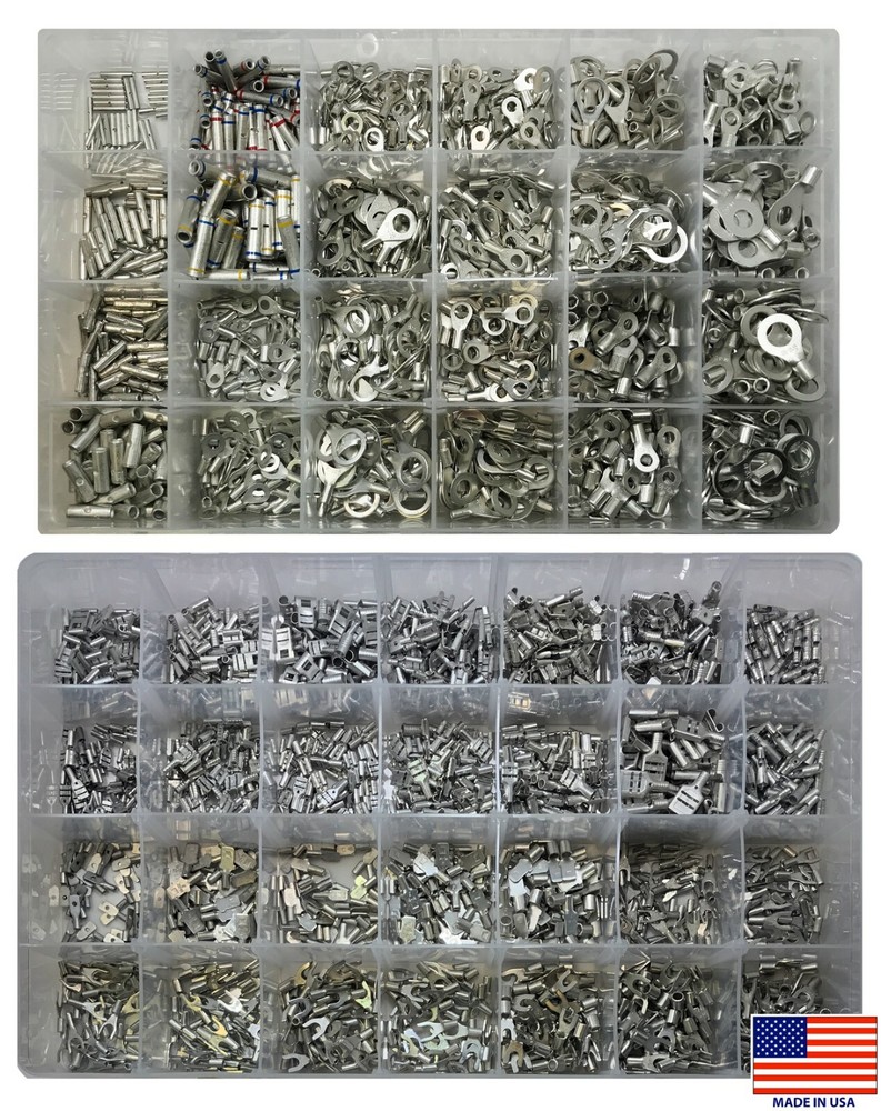 (2600) Master Non-Insulated Bare Crimp Wire Terminal Connector Assortment Kit