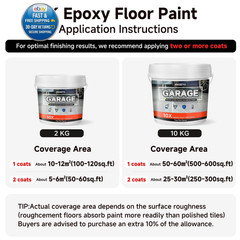 Garage Floor Epoxy Kit, 2K Paint 70 Fl Oz (Pack of 1), Light Gray