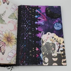 Blue Green Mushroom and Moon Goddess Handmade Junk Journals with Ephemera Folio