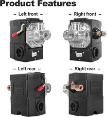 LF10-4H Air Compressor Pressure Switch Parts 4-Port Black