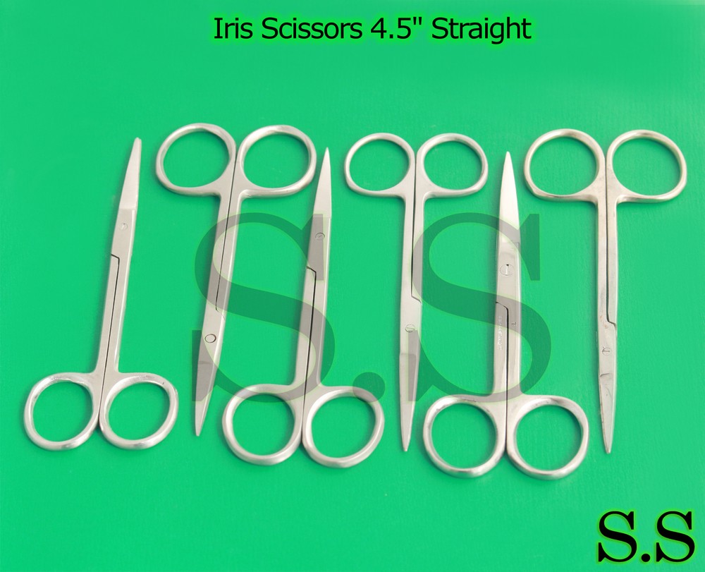 12 Pcs Iris Scissors 4.5″ Straight Surgical Dental Instruments German Grade