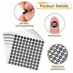1-100 Round Number Stickers, 10 Sheets Consecutive Labels, Black