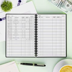 Accounting Ledger Book – A5 Check Register for Small Businesses & Personal Use,