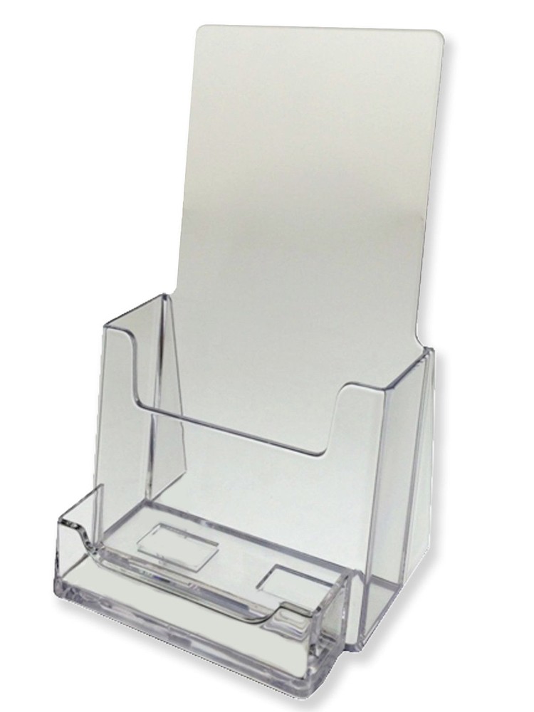 10 Pack Clear Tri Fold Brochure Holder With Business Card AZM Displays ON SALE