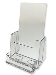 10 Pack Clear Tri Fold Brochure Holder With Business Card AZM Displays ON SALE