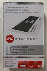 GBC HeatSeal UltraClear Laminating Pouches Business Card 7mil 100 Pack #3300371