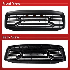 Front Horizontal Grille 2006-2008 Ram 1500 ABS Big Horn Style w/Lights Black