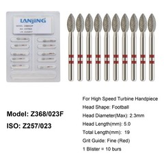 Dental Zirconia Cutting Diamond Burs FG Round End Taper Round Ball Football Z856